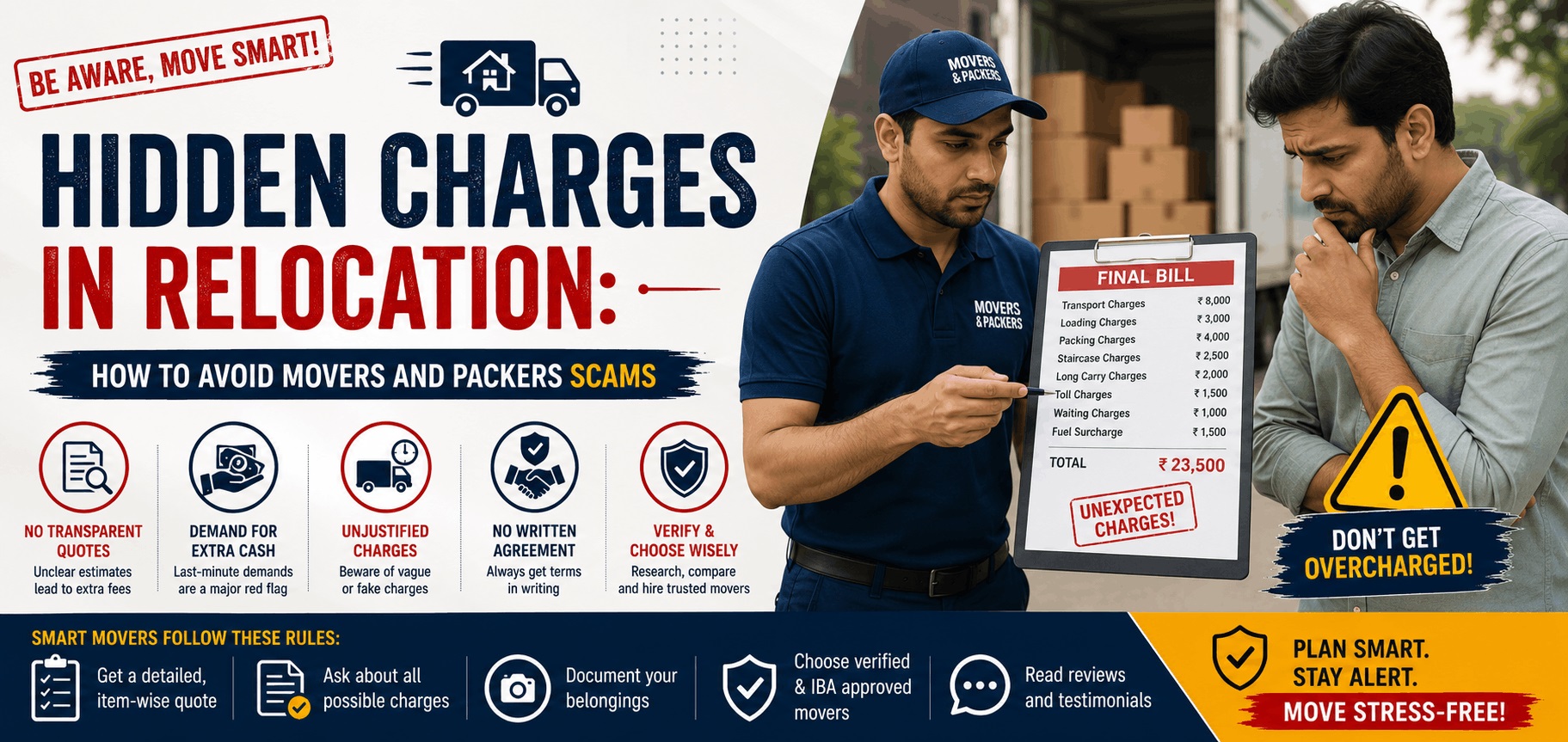 Hidden Charges in Relocation: How to Avoid Movers and Packers Scams